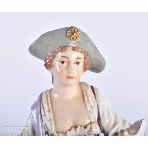 277 - A PAIR OF 19TH CENTURY CONTINENTAL PORCELAIN MENU HOLDERS together with a Continental figure & a Wor... 