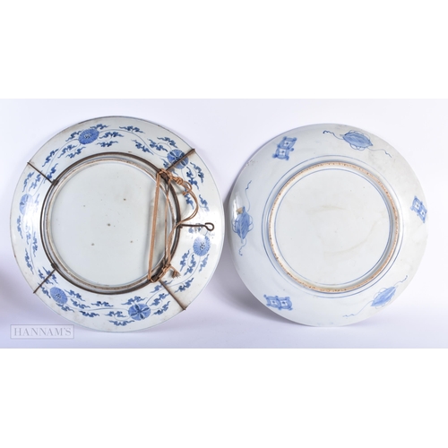 278 - TWO LARGE 19TH CENTURY JAPANESE MEIJI PERIOD IMARI CHARGERS. Largest 48 cm diameter. (2)