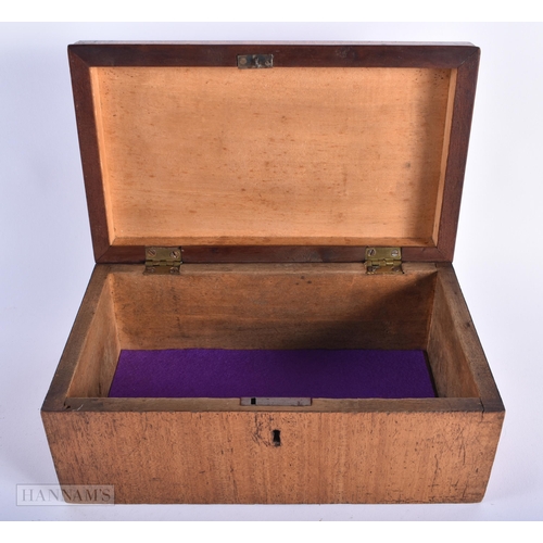 279 - TWO ANTIQUE SMOKING BOXES together with another two boxes. Largest 30 cm wide. (4)