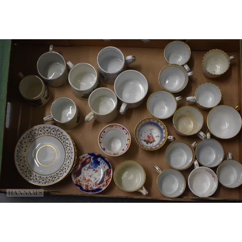 282 - A COLLECTION OF ENGLISH PORCELAIN COFFEE CANS etc, including Chamberlains Worcester and later cerami... 