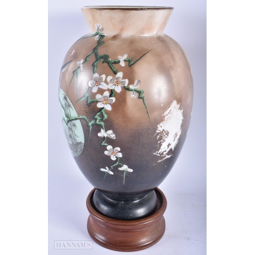 289 - TWO LARGE VICTORIAN OPALINE GLASS VASES. Largest 37 cm high. (2)