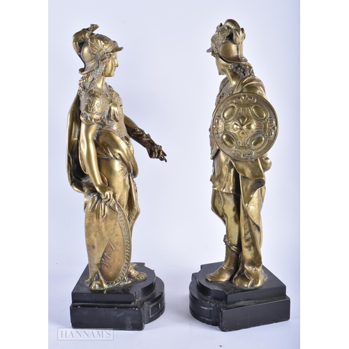 291 - A LARGE PAIR OF 19TH CENTURY EUROPEAN GRAND TOUR BRONZE FIGURES. 39 cm high.