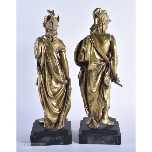 291 - A LARGE PAIR OF 19TH CENTURY EUROPEAN GRAND TOUR BRONZE FIGURES. 39 cm high.