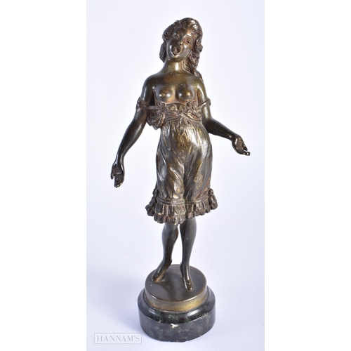 299 - AN ART DECO COLD PAINTED BRONZE FIGURE OF A SINGING FEMALE. 19 cm high.