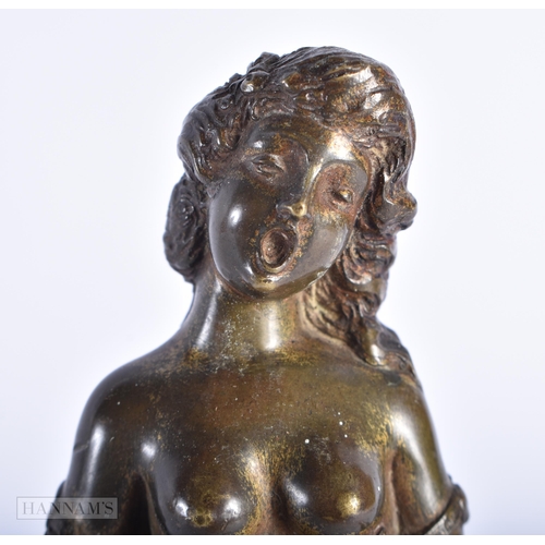 299 - AN ART DECO COLD PAINTED BRONZE FIGURE OF A SINGING FEMALE. 19 cm high.