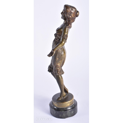 299 - AN ART DECO COLD PAINTED BRONZE FIGURE OF A SINGING FEMALE. 19 cm high.