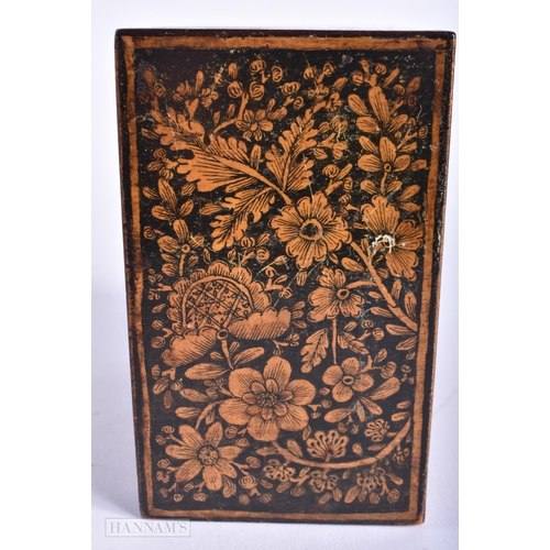 326 - AN EARLY REGENCY ENGLISH COUNTRY HOUSE PEN WORK TEA CADDY decorated with foliage and Chinoiserie sce... 