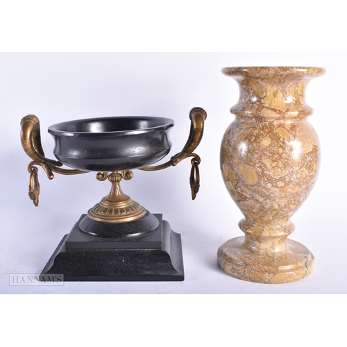 331 - TWO 19TH CENTURY EUROPEAN GRAND TOUR STONE ARTICLES including a comport and vase.  Largest 21 cm hig... 