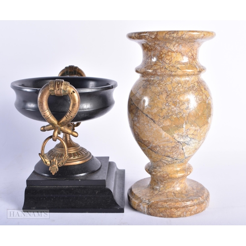 331 - TWO 19TH CENTURY EUROPEAN GRAND TOUR STONE ARTICLES including a comport and vase.  Largest 21 cm hig... 