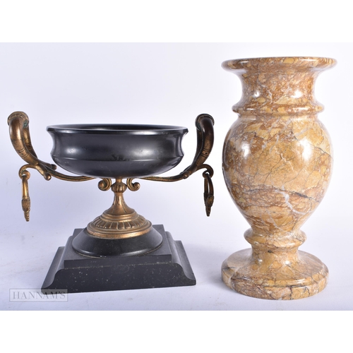 331 - TWO 19TH CENTURY EUROPEAN GRAND TOUR STONE ARTICLES including a comport and vase.  Largest 21 cm hig... 