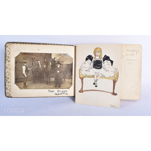 338 - A CHARMING 1920S WATERCOLOUR, AUTOGRAPH AND SOCIAL HISTORY ALBUM. Each page 16 cm x 12 cm.