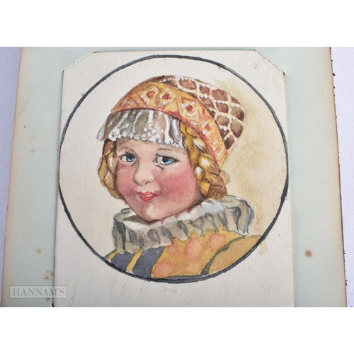 338 - A CHARMING 1920S WATERCOLOUR, AUTOGRAPH AND SOCIAL HISTORY ALBUM. Each page 16 cm x 12 cm.