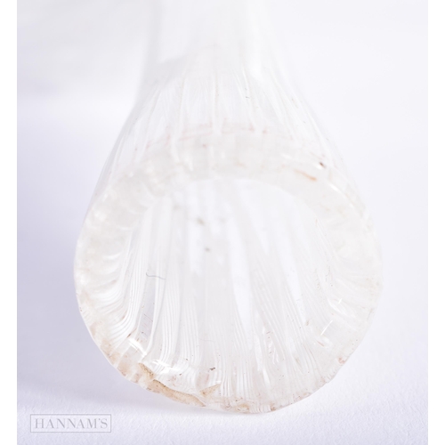 359 - A FINE ITALIAN OPAQUE WHITE AIR TWIST GLASS VASE upon a swirling base. 24 cm high.