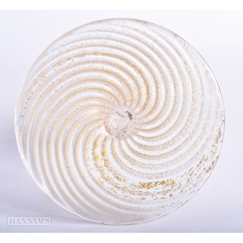 359 - A FINE ITALIAN OPAQUE WHITE AIR TWIST GLASS VASE upon a swirling base. 24 cm high.