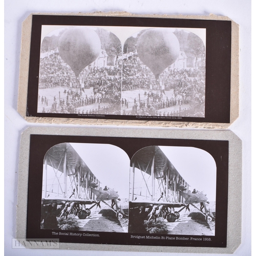 362 - A GOOD COLLECTION OF ANTIQUE STEREOSCOPIC PHOTOGRAPHIC SLIDES including military, trains & automotiv... 