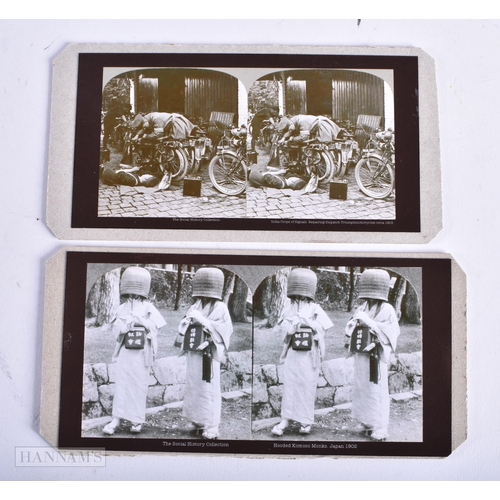 362 - A GOOD COLLECTION OF ANTIQUE STEREOSCOPIC PHOTOGRAPHIC SLIDES including military, trains & automotiv... 