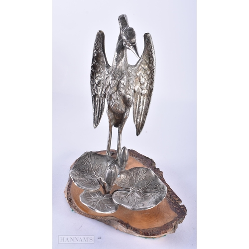 373 - A RARE VICTORIAN SILVER PLATED FIGURE OF A BIRD together with another figural group of birds feeding... 