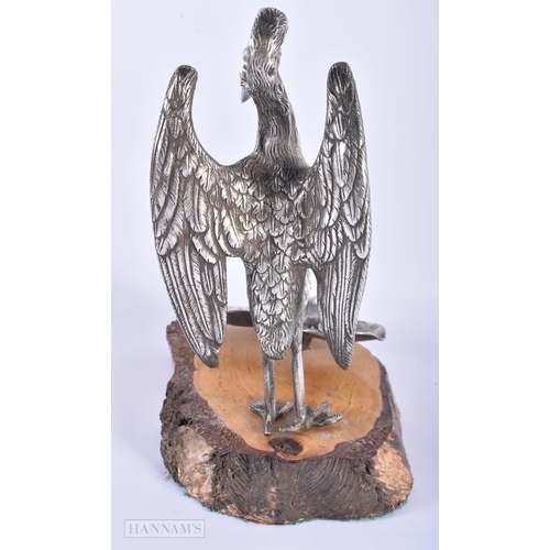 373 - A RARE VICTORIAN SILVER PLATED FIGURE OF A BIRD together with another figural group of birds feeding... 