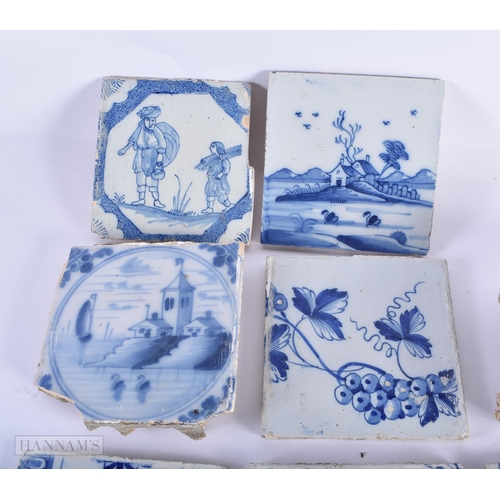 376 - A COLLECTION OF 18TH CENTURY AND LATER DELFT BLUE AND WHITE TILES. (qty)