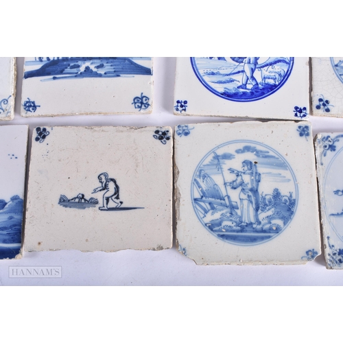 376 - A COLLECTION OF 18TH CENTURY AND LATER DELFT BLUE AND WHITE TILES. (qty)