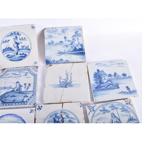 376 - A COLLECTION OF 18TH CENTURY AND LATER DELFT BLUE AND WHITE TILES. (qty)