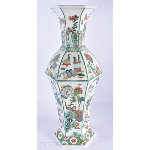 380 - A LARGE 19TH CENTURY FRENCH SAMSONS OF PARIS PORCELAIN VASE modelled in the Kangxi manner. 54 cm hig... 