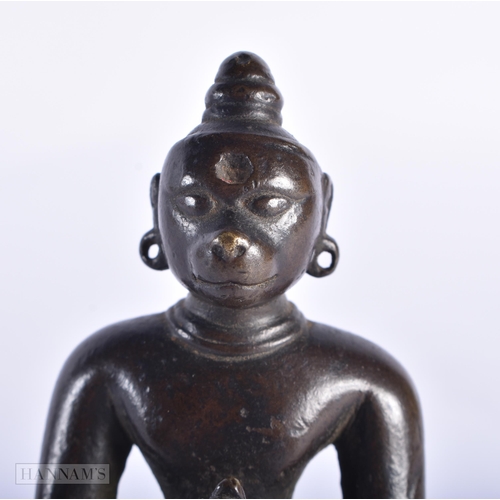 390 - A RARE 18TH19TH CENTURY INDIAN BRONZE HANUMAN BRONZE MONKEY DEITY. 13 cm high.