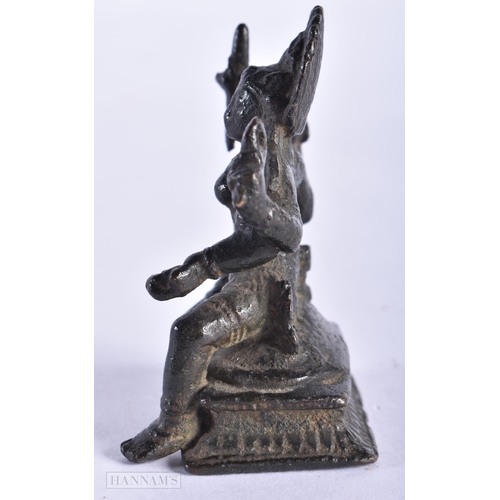 393 - A 15TH/16TH CENTURY INDIAN BRONZE KALI DEITY. 6 cm x 4 cm.