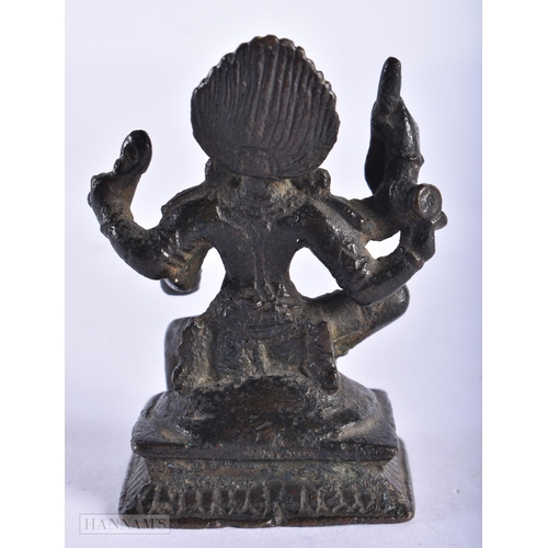 393 - A 15TH/16TH CENTURY INDIAN BRONZE KALI DEITY. 6 cm x 4 cm.