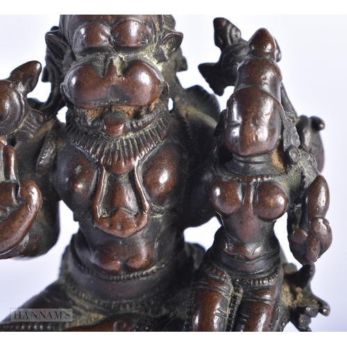 395 - A RARE 18TH CENTURY INDIAN BRONZE FIGURE OF NARSHIMHA. 9 cm x 4 cm.