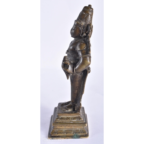 400 - A LARGE 18TH CENTURY INDIAN BRONZE FIGURE OF VITHOBA bearing inscription to footrim. 19 cm high.