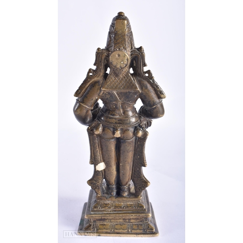 400 - A LARGE 18TH CENTURY INDIAN BRONZE FIGURE OF VITHOBA bearing inscription to footrim. 19 cm high.