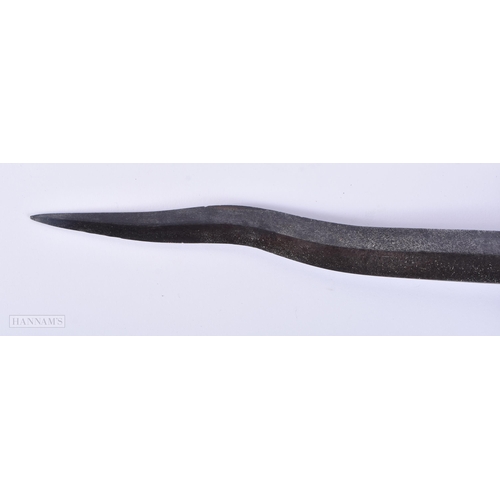 410 - A 19TH CENTURY HORN HANDLED KNIFE. 45cm long. We do not offer in-house shipping on bladed items.  Pl... 