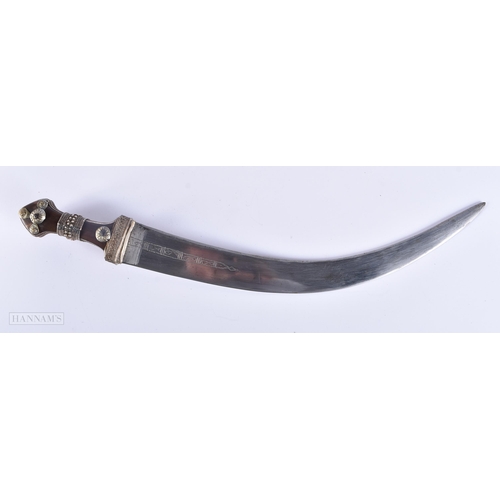 413 - A LARGE 19TH CENTURY MIDDLE EASTERN HORN HANDLED JEWELLED DAGGER. 60cm long.   We do not offer in-ho... 