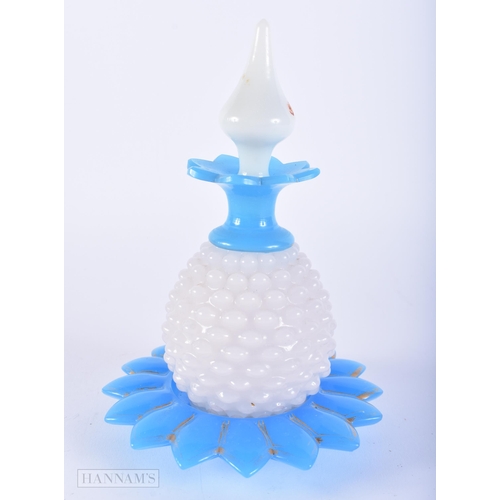 415 - A RARE VICTORIAN PINEAPPLE MOULDED GLASS SCENT BOTTLE ON STAND. 22cm high.