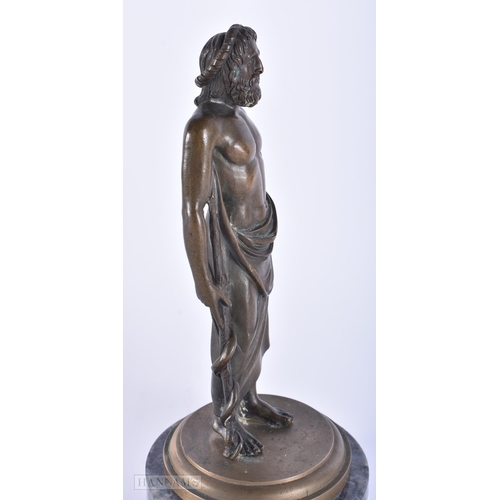 418 - A 19TH CENTURY EUROPEAN GRAND TOUR BRONZE FIGURE OF A MALE modelled upon a labradorite base. 21.5 cm... 