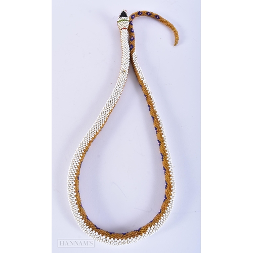 420 - A TURKISH PRISONER OF WAR BEADWORK SNAKE. 95 cm long.