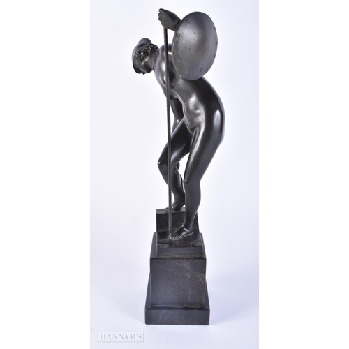 426 - AN ART DECO BRONZE FIGURE OF A FEMALE SOLDIER. 31 cm high.