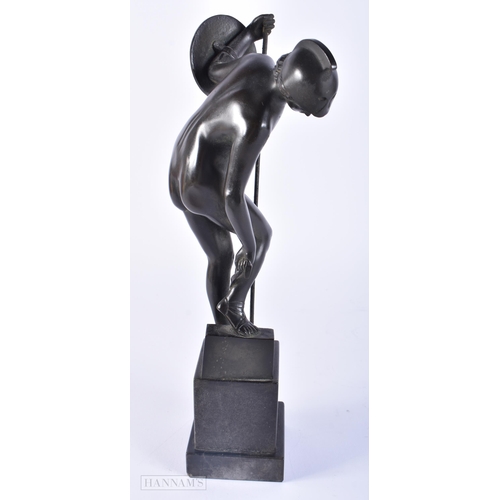 426 - AN ART DECO BRONZE FIGURE OF A FEMALE SOLDIER. 31 cm high.