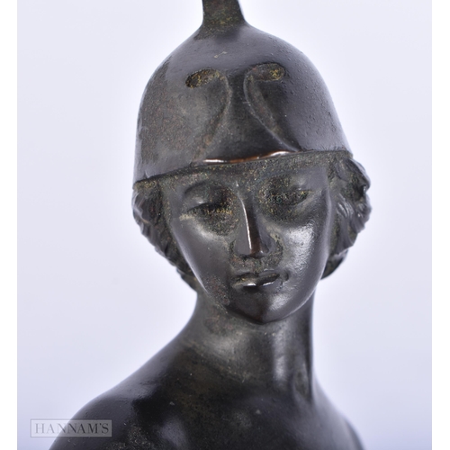 426 - AN ART DECO BRONZE FIGURE OF A FEMALE SOLDIER. 31 cm high.