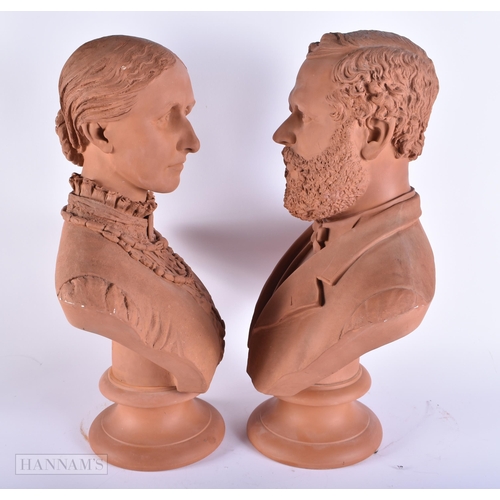 431 - W C Lawton (Active 1885-1912) Pair, Terracotta busts. 52 cm x 32 cm.