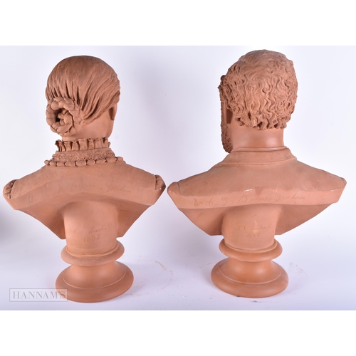 431 - W C Lawton (Active 1885-1912) Pair, Terracotta busts. 52 cm x 32 cm.