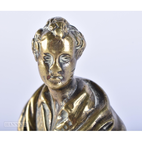 433 - A SMALL 19TH CENTURY CONTINENTAL GRAND TOUR BRONZE BUST. 11cm high.