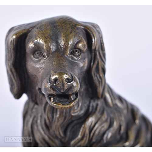 434 - A RARE 19TH CENTURY FRENCH BRONZE LETTER HOLDER MODEL OF A HOUND. 18cm x 15cm.