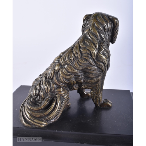 434 - A RARE 19TH CENTURY FRENCH BRONZE LETTER HOLDER MODEL OF A HOUND. 18cm x 15cm.