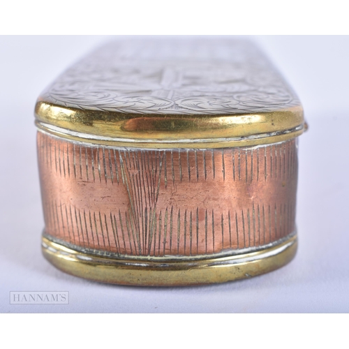 435 - AN 18TH CENTURY DUTCH ENGRAVED BRASS TOBACCO BOX. 14cm wide.