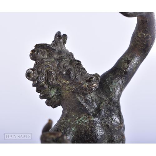 446 - A 19TH CENTURY EUROPEAN BRONZE GRAND TOUR FIGURE OF A MALE After the Antiquity. 15cm high.