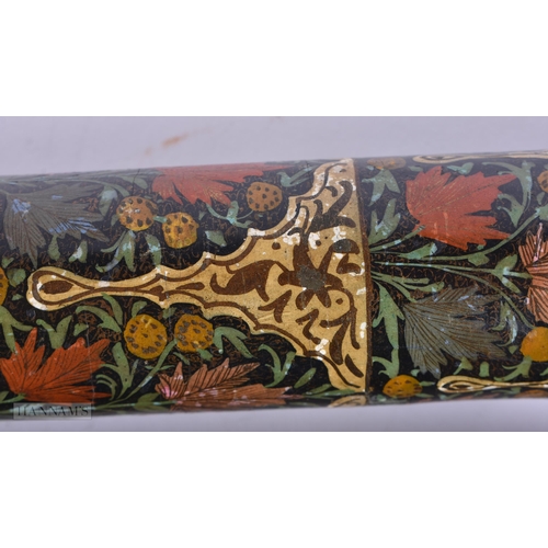 448 - TWO LARGE ISLAMIC MIDDLE EASTERN PERSIAN LACQUERED DOCUMENT HOLDERS. 42cm long. (2)