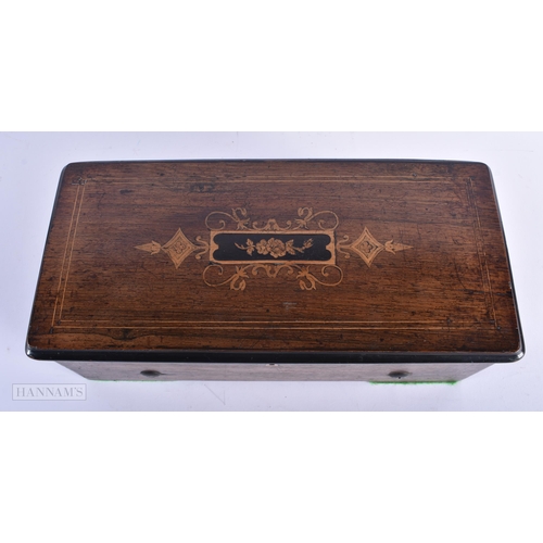 454 - AN ANTIQUE SWISS FOUR AIRS MUSIC BOX. 35 cm X 15cm.