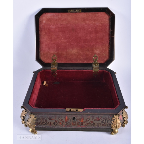 458 - AN EARLY 19TH CENTURY FRENCH GILT BRONZE BOULLE TORTOISESHELL CASKET. 34 cm x 22cm.